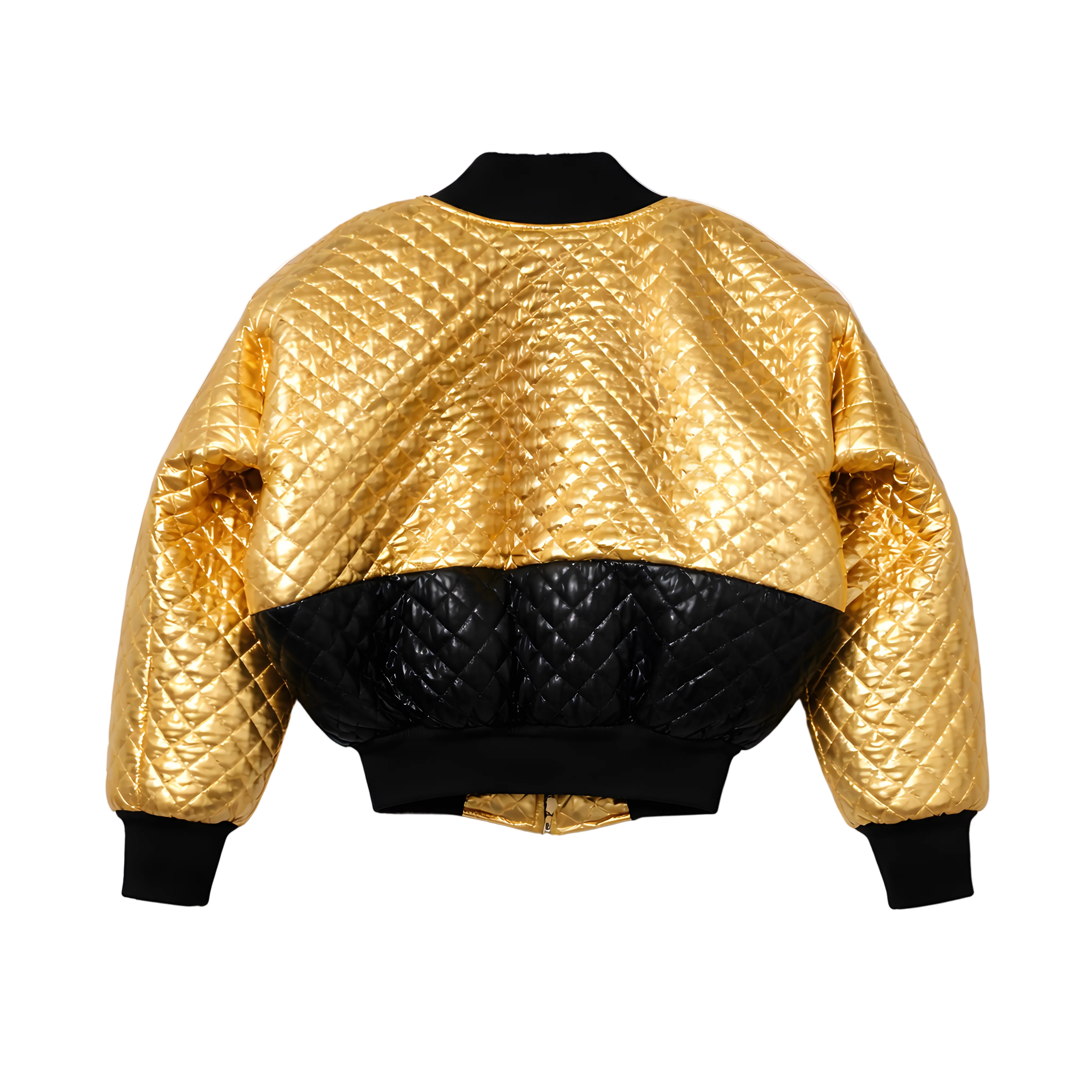Gold Quilted Bomber Jacket