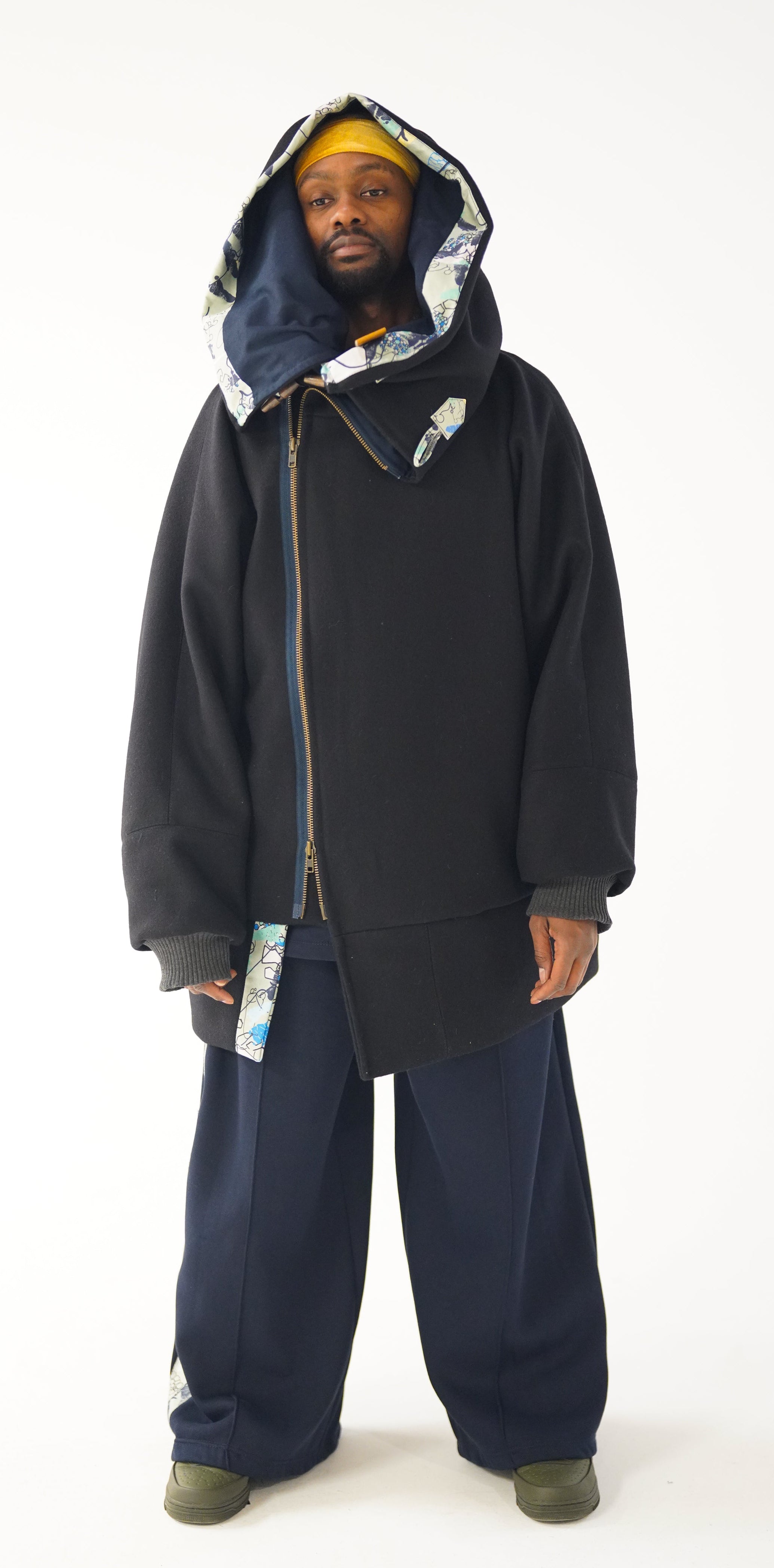 Navy Snooded Duffle Coat