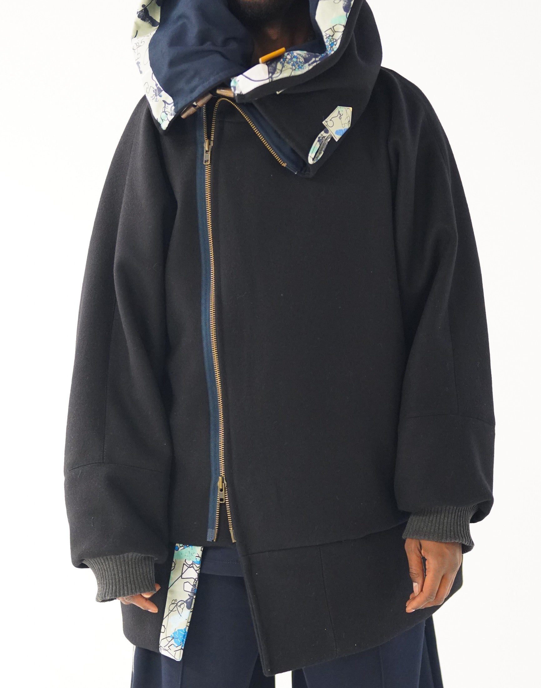 Navy Snooded Duffle Coat