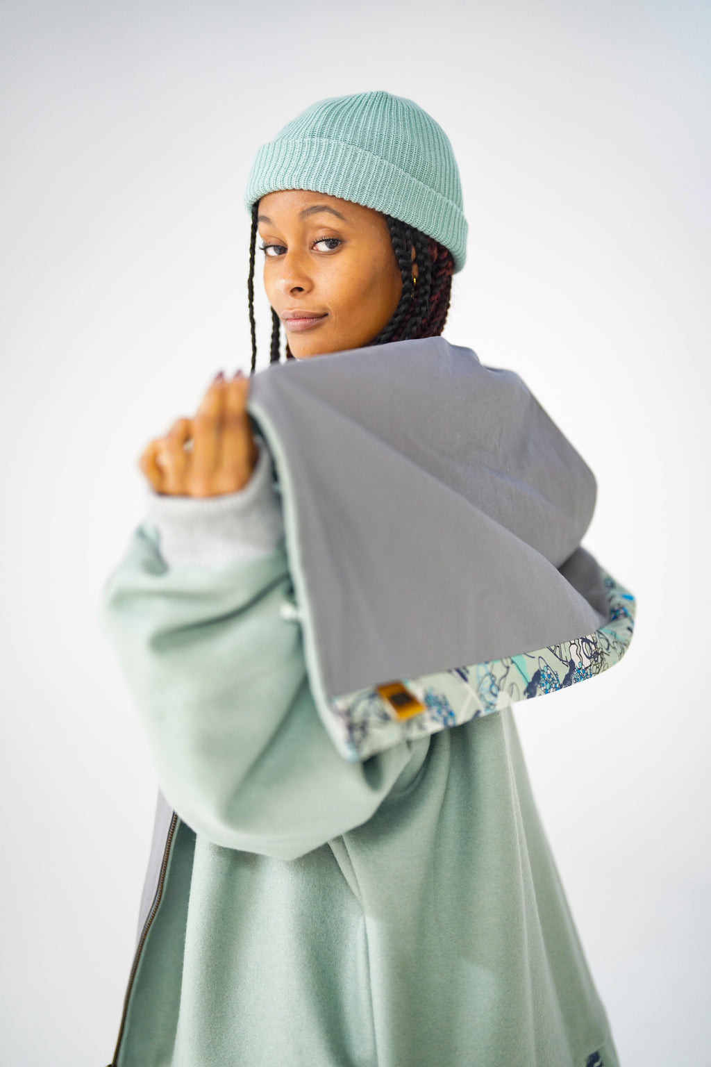 Sage Snooded Duffle Coat