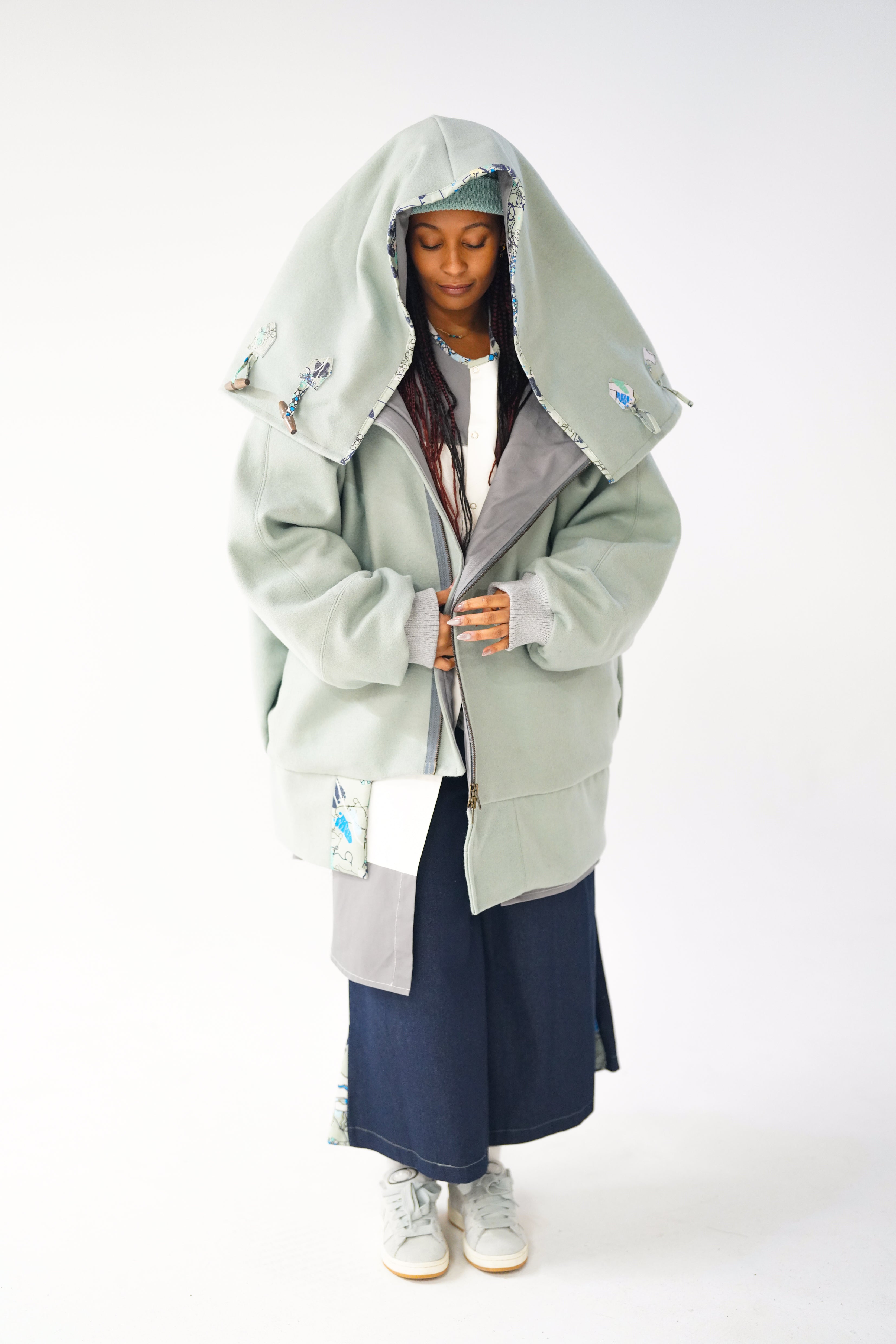 Sage Snooded Duffle Coat