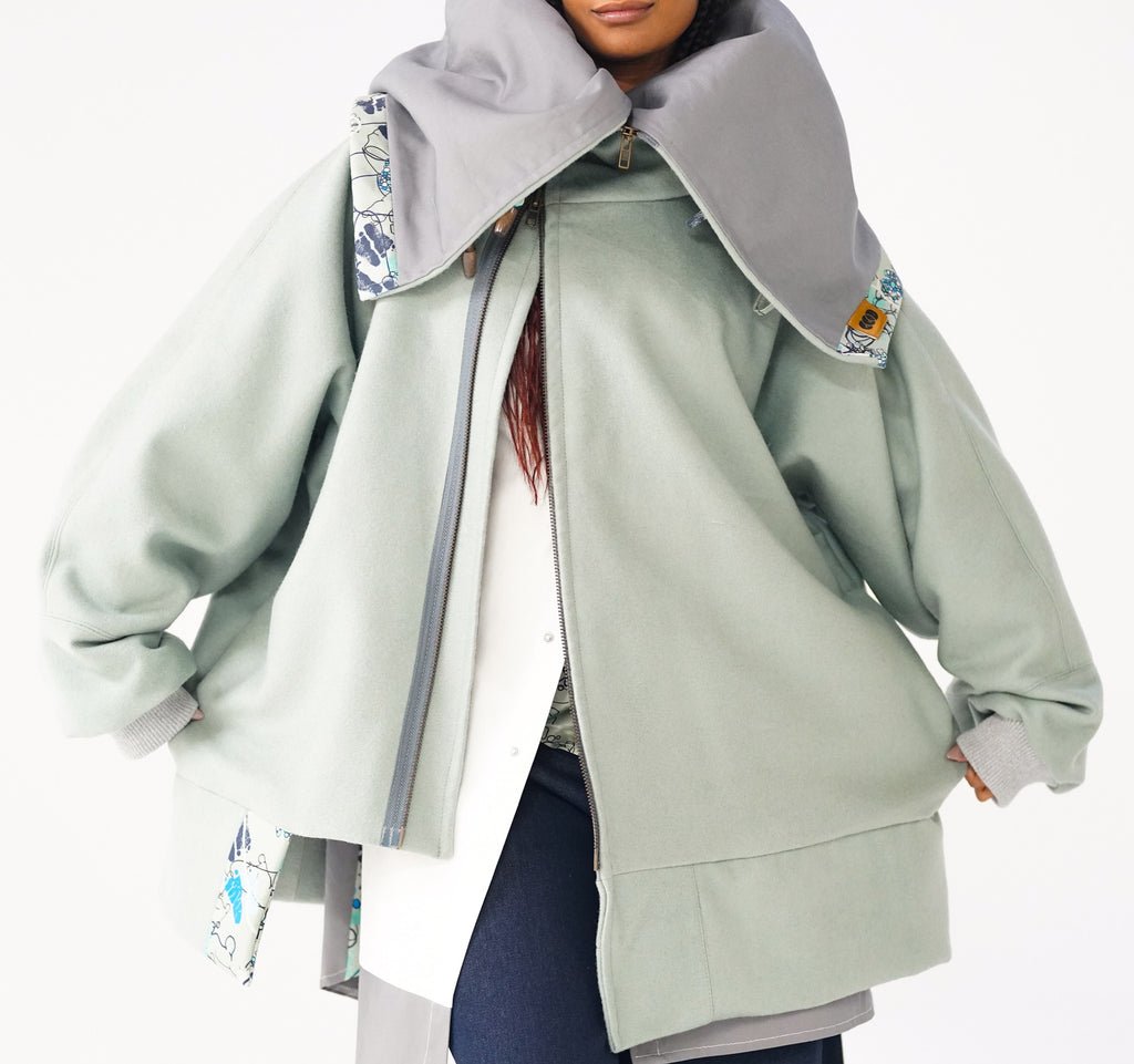 Sage Snooded Duffle Coat