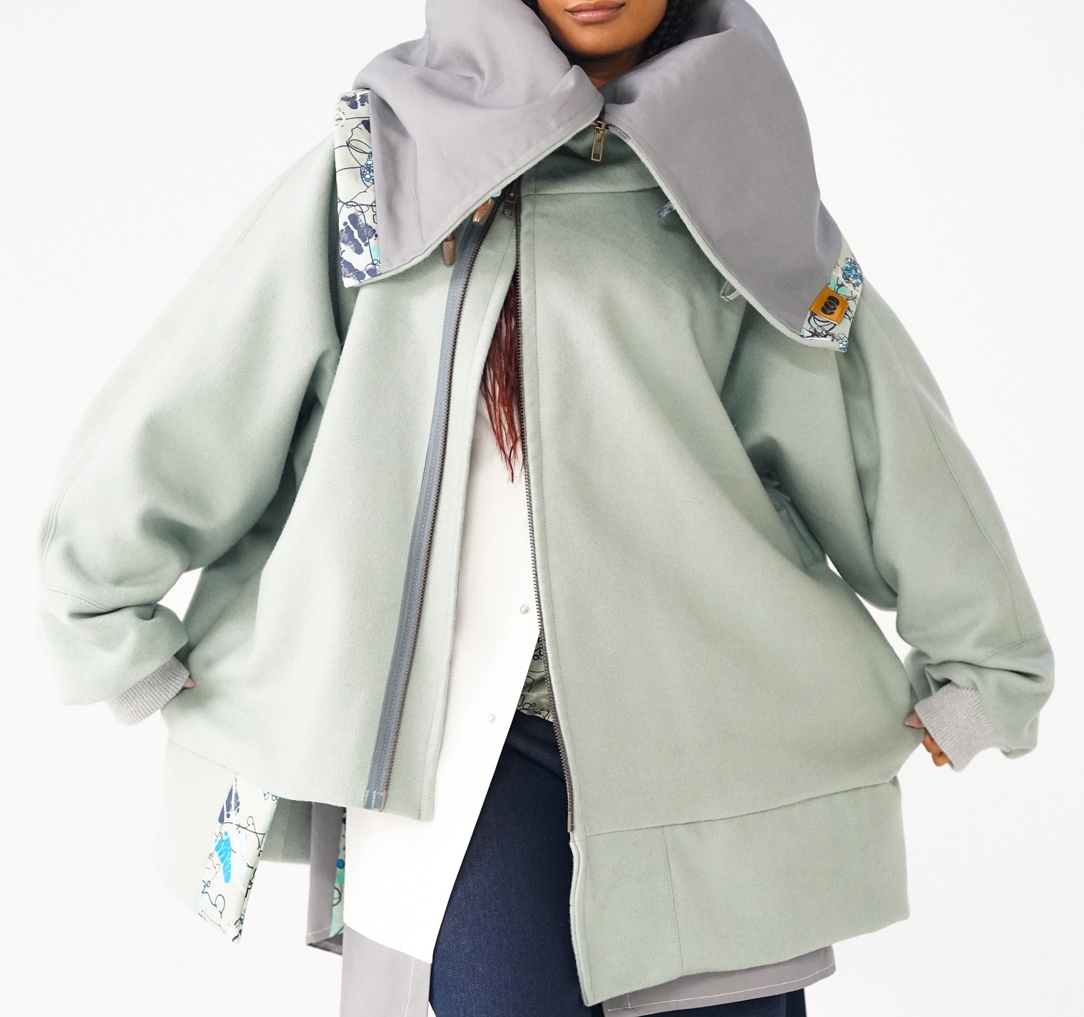 Sage Snooded Duffle Coat